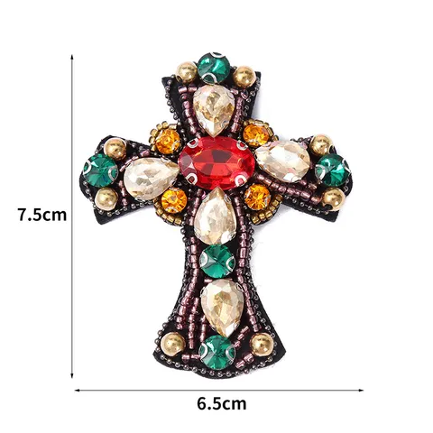 Handgemachte Perlen Kreuz Stoffaufnäher Strass Kristall Applikation DIY Dekorative Kleidung Schuhe Hut Tasche Zubehör