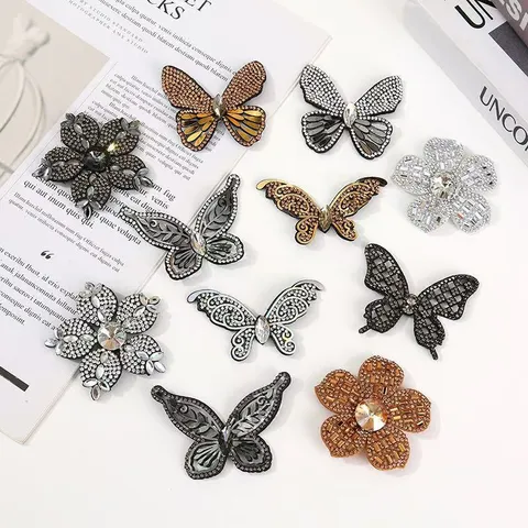 DIY Strass Schmetterling Blume Flicken Kristall Glasperlen Applikation Für Haarklammer Schuhe Hut Schmuckherstellung Zubehör