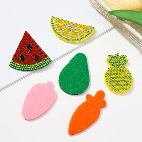 Cute Fruit Rhinestone Patches DIY Watermelon Strawberry Pineapple Non-Woven Fabric Clothing Decorative Accessories