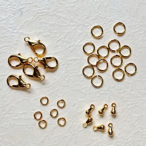 Forniture per la Creazione di Gioielli Fai-da-Te Anellini Moschettoni Ciondoli a Goccia Rame Lega Placcato in Vero Oro Accessori