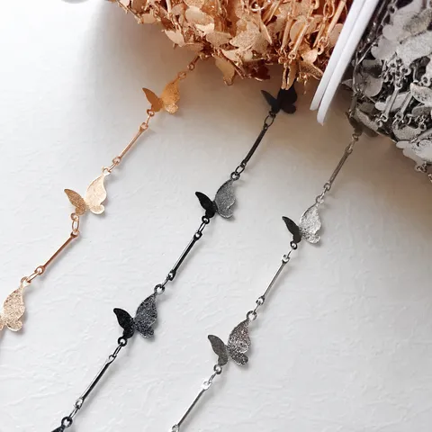 Catena Nappa Farfalla in Metallo Accessori per Gioielli Fai da Te Catena Smerigliata con Bastoncino Dritto per Decorazione Abbigliamento