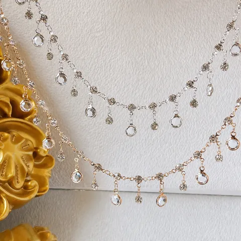 Catena in Rame Fai da Te Con Strass in Vetro Bianco Materiale per la Creazione di Gioielli Accessori per Catene Placcati in Oro e Argento Per Abbigliamento