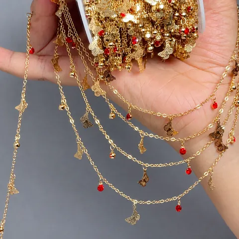 Catena in Metallo DIY Catena con Nappa di Farfalla in Strass Rosso per Borsetta Creazione di Gioielli Artigianato