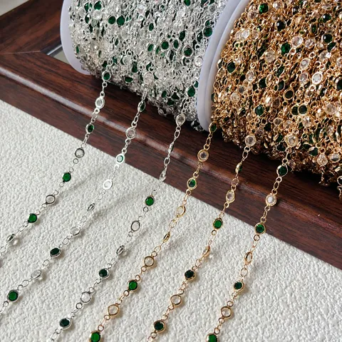 Catena in Vetro di Rame Accessori per Gioielli DIY Catena di Perline Fatta a Mano Conservazione del Colore Stile Antico Materiale per Artigianato