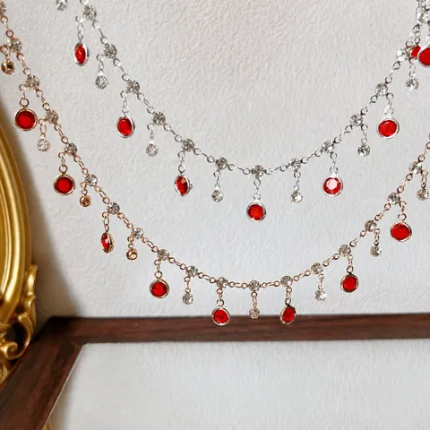 Catena in Rame DIY Catena a Nappa Con Trapano in Vetro Rosso Strass Alta Ritenzione del Colore Accessorio per la Creazione di Gioielli
