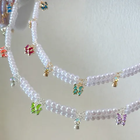 Catena in Rame DIY Perle Strass Colorato Rimorchi Farfalla Finitura Per Hanfu Lolita Costume Artigianato Gioielli