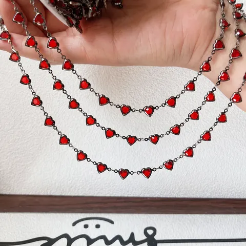 DIY Catena a Cuore d'Amore Rossa Rame Alta Ritenzione del Colore Catena Braccialetto Collana Accessori per la Creazione di Gioielli