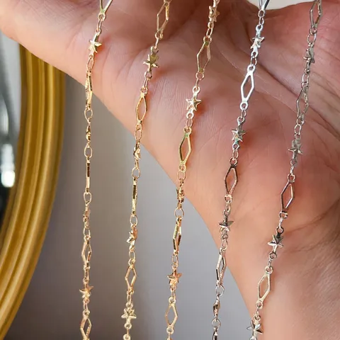 Catena in Metallo DIY Pentagramma e Diamante Scavato Materiale Metallico Galvanizzato per Accessori per Gioielli Artigianali