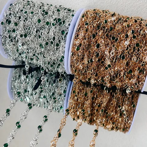 Catena in Vetro di Rame Accessori per Gioielli DIY Catena di Perline Fatta a Mano Conservazione del Colore Stile Antico Materiale per Artigianato