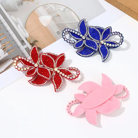 Mehrfarbiger Strass 3D Blumen Patch DIY Schuh Haarnadel Kleidungsbesatz Kristall Blume Applikation Für Taschen Kleidung