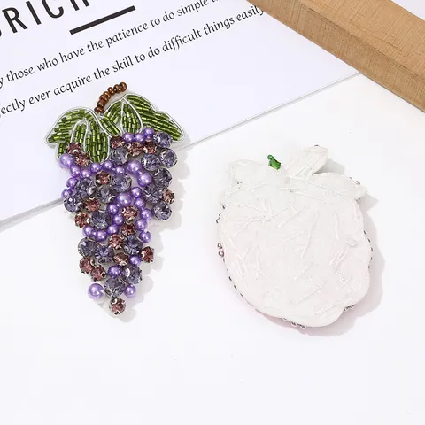 Handgemachte Perlen Obst Und Gemüse Stoff Aufnäher Bunte Strass Zum Aufnähen Für DIY Kleidungsstücke Taschen Zubehör