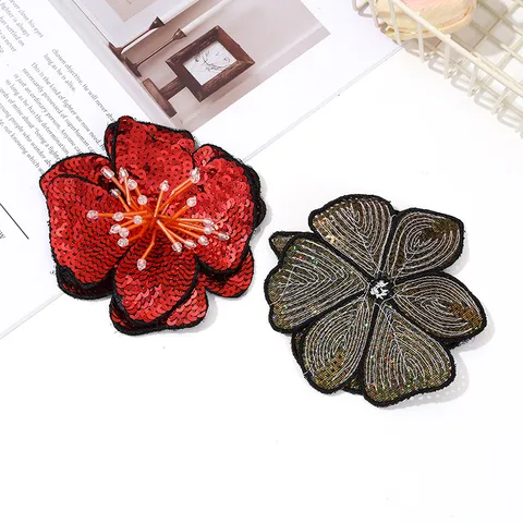 Vintage Sequin Flower Apparel Patch Handmade DIY Clothing Shoe Hat Decorative Sewing Patch Craft Accessories