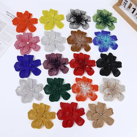 Große Doppelschichtige Voll-Strass Blumen Patches Glänzende Kristall Blumen Applikation Für Kleidung Schuhe Taschen