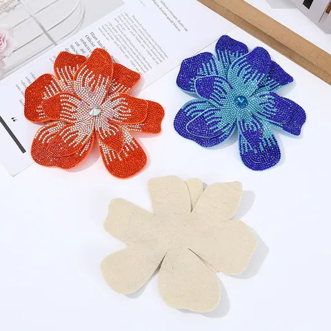 Große Doppelschichtige Voll-Strass Blumen Patches Glänzende Kristall Blumen Applikation Für Kleidung Schuhe Taschen