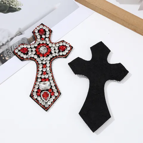 Strass Kreuz Flicken Handgemachte Harz Kristall Aufnähbare Applikation Für Kleidung Hut Tasche DIY Kleidungsstück Dekoration