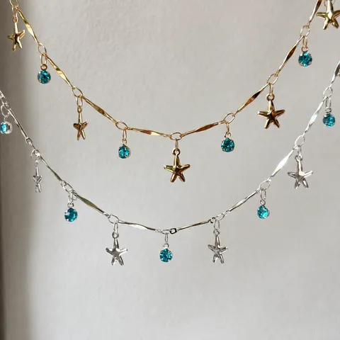 Accessori per Gioielli in Catena di Rame DIY Nappa Stella Blu Catena di Strass per Ornamenti per Capelli Hanfu Catena da Vita Collana
