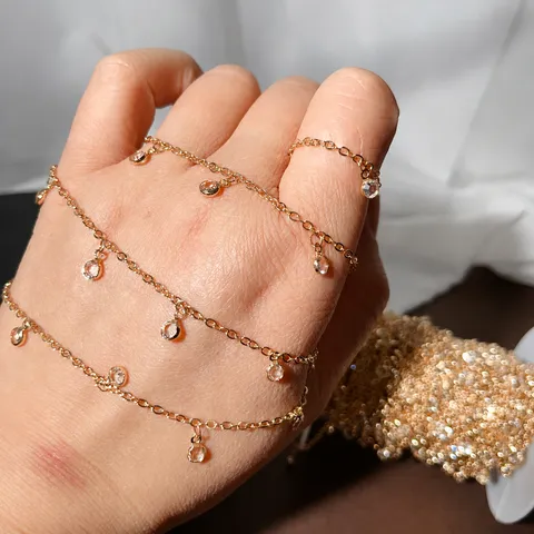 Catena in Rame con Strass Accessori per Gioielli DIY Accessori per Capelli Stile Antico Artigianato in Metallo