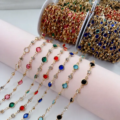 Catena in Strass di Vetro di Rame Catena per Creazione di Gioielli DIY Accessori per Abbigliamento Cucito Finitura Artigianato