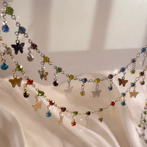 Materiali Per La Creazione Di Gioielli In Catena Di Rame Fai Da Te Strass Multicolori E Ciondoli A Farfalla Lisci