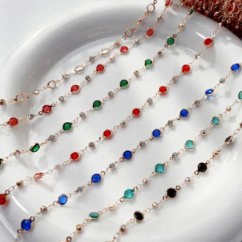 Catena in Strass di Vetro di Rame Catena per Creazione di Gioielli DIY Accessori per Abbigliamento Cucito Finitura Artigianato