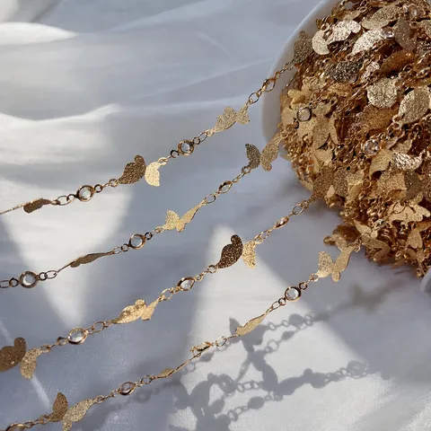 Catena a Farfalla in Strass di Rame Galvanico Accessori per Gioielli Fai da Te Stile Vintage Materiale per Artigianato