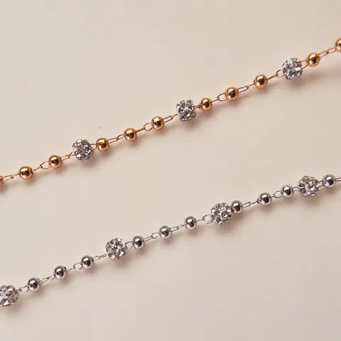 Catena di Perle in Rame Con Sfera Cava in Strass Accessori per la Creazione di Gioielli Fai da Te Catena