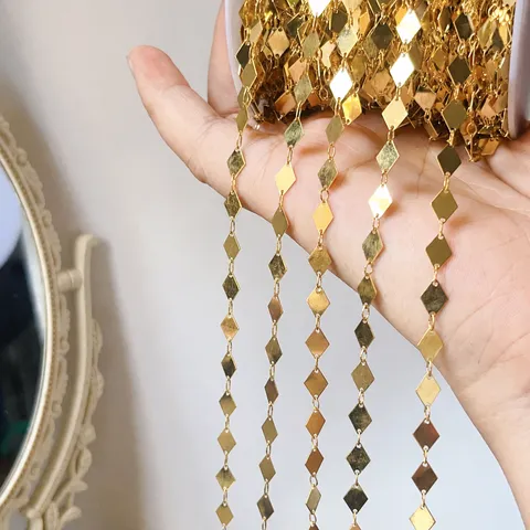 Catena con Nappe a Forma di Diamante Fai da Te in Rame Puro Alta Ritenzione del Colore Antico Forcina Copricapo Materiale per Creazione Gioielli
