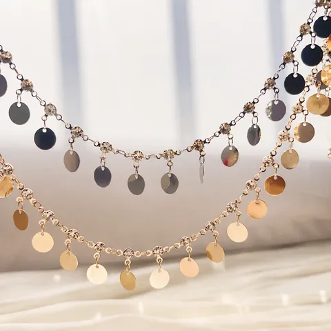 Catena in Rame Accessori per la Creazione di Gioielli Fai da Te Tre Artigli Strass Paillettes Tonde Catena Artigianale per Donne