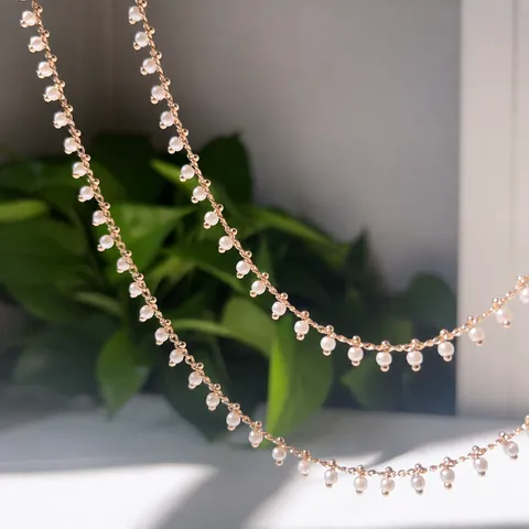 Catena in Rame Materiale per Creazione Gioielli DIY Catena di Perle Artificiali Saldata su un Lato Placcata Oro Argento