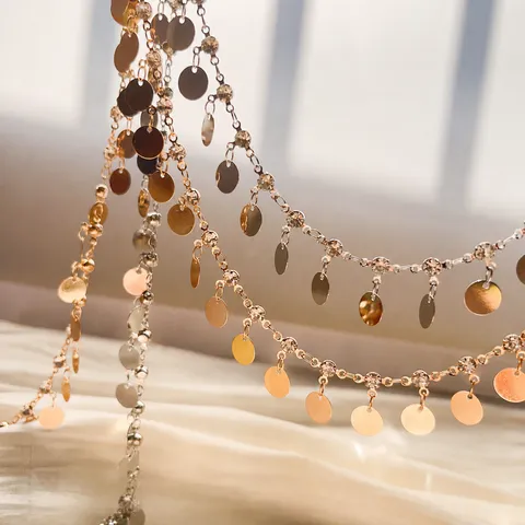 Catena in Rame Accessori per la Creazione di Gioielli Fai da Te Tre Artigli Strass Paillettes Tonde Catena Artigianale per Donne