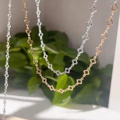 Catena Quadrifoglio Traforata Rame DIY Gioielli Accessori Galvanizzato Collana Braccialetto Artigianato Materiale
