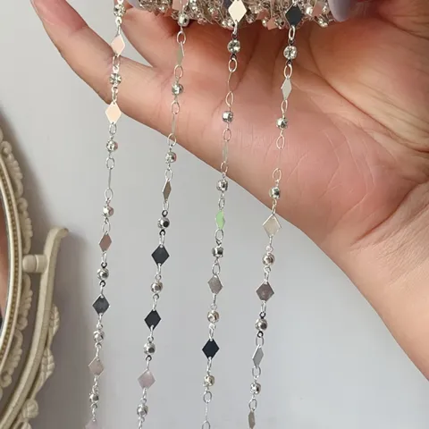 Catena in Rame DIY Con Strass e Pezzi a Forma di Diamante Stile Antico Nappa Accessorio per Creazione di Gioielli