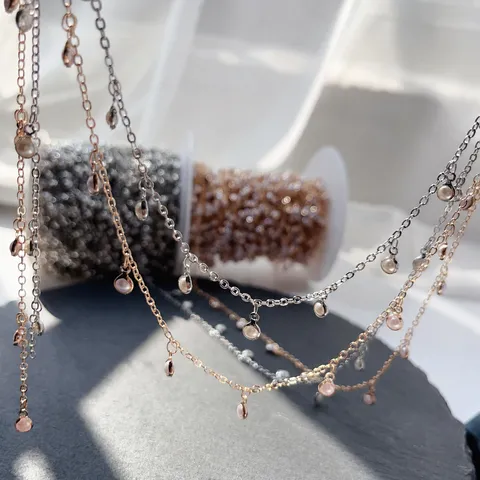 Catena di Perle Avvolte in Rame Fai da Te Accessori per Capelli Fatti a Mano Catena con Nappe Materiale per la Creazione di Gioielli