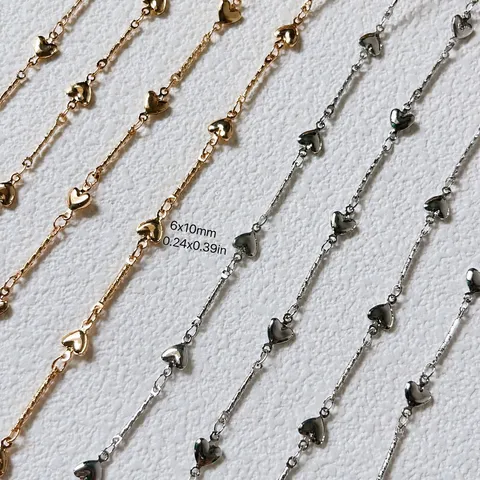 Catena in Metallo a Cuore DIY Elettrolitica ad Alta Tenuta del Colore per Scarpe Abbigliamento Ornamenti per Capelli Nappe Creazione di Gioielli