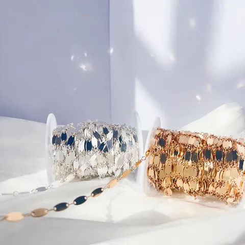 Catena in Pezzi Ovali di Rame Accessori per Creazione di Gioielli Fai da Te Stile Antico Catena Oro e Argento Per Collana Artigianale Artigianato per Capelli