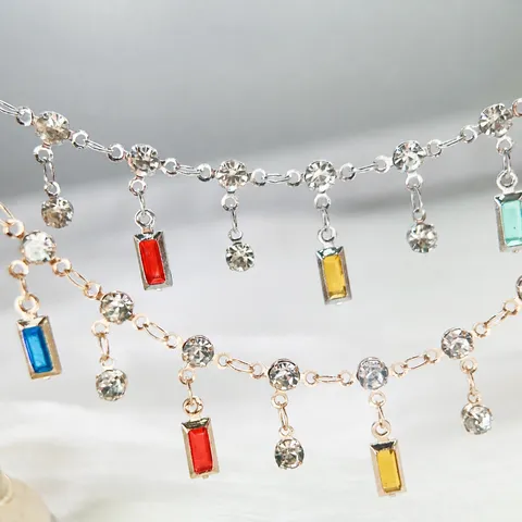 Catena in Rame Con Ciondoli in Strass Quadrati Accessori per la Creazione di Gioielli Fai da Te Catena Placcata Oro e Argento