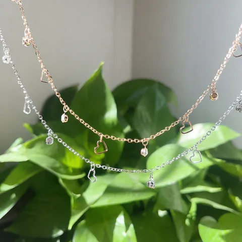 Catena Artigianale Cuore in Zirconia Rame Accessorio per Gioielli DIY Collana Vintage
