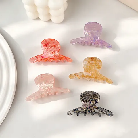 Mini Pinces à Cheveux Griffes pour Femmes Filles Petites Pinces Requin Nacre Irisée Brillance Accessoires Cheveux Pince Côté