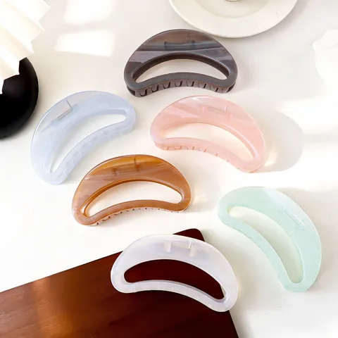 Korean Style Hollow Out Crescent Hair Claw Clear Jelly Resin Hair Clip Shark Clip Hair Accessories For Women