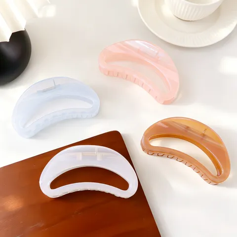Korean Style Hollow Out Crescent Hair Claw Clear Jelly Resin Hair Clip Shark Clip Hair Accessories For Women