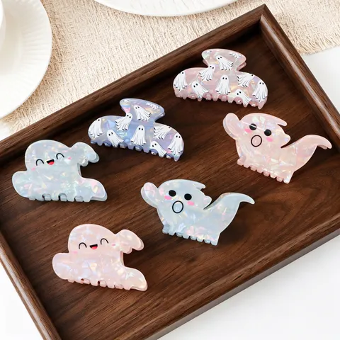Halloween Geist Haarkralle Süße Irisierende Schalen Textur Haarklammer Neuheit Lustige Haaraccessoires Für Damen Mädchen
