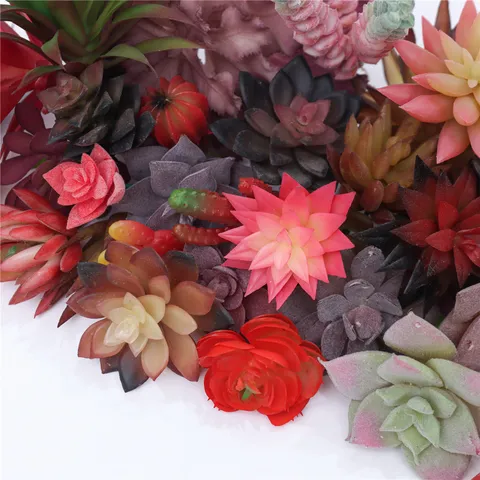 Artificial Succulent Plants Fake Flowers Soft PVC Botanical Greenery Home Decor Craft Ornaments DIY Miniature Landscape