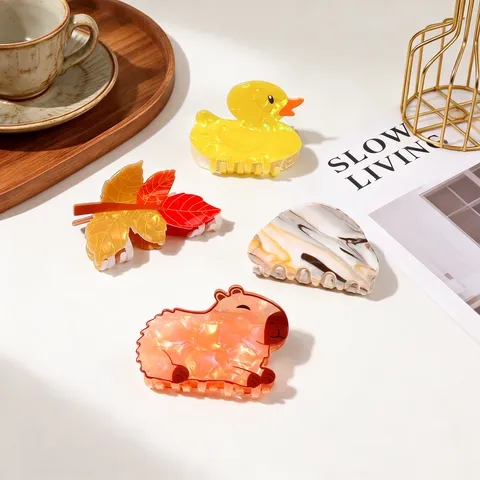Cute Animal Plant Resin Hair Claw Clip Sweet Corgi Duck Maple Leaf Hair Accessories Fashion Hair Styling Tool For Women