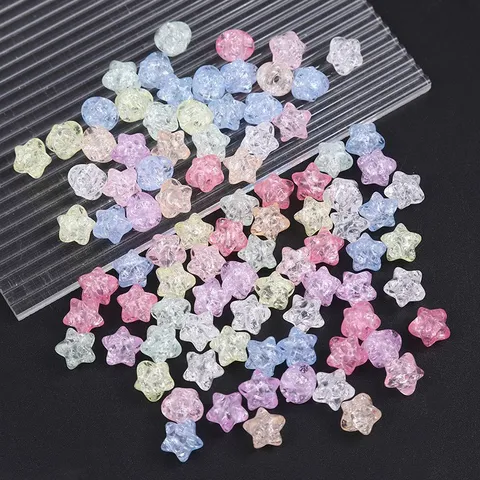 Cuentas de Estrella de Cinco Puntas Craqueladas Acrílicas Cuentas Sueltas Transparentes Accesorios de Collar Pulsera de Fabricación de Joyas DIY