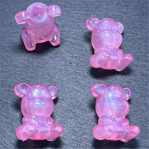 Cuentas Sueltas de Oso Iridiscente Acrílico Agujero Vertical Cadena de Teléfono DIY