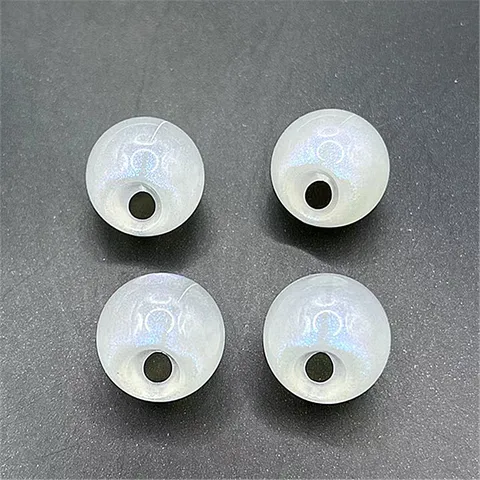 Abalorios Redondos Luminosos Efecto Perla Acrílico Accesorios Joyería DIY Cuentas Coloridas Brillantes con Agujero Para Cadena