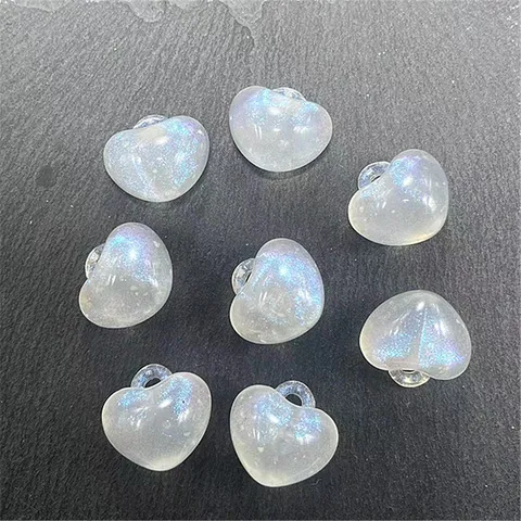 Cuentas Sueltas De Corazón Abultado Luminosas De Sirena Acrílica Colorida Para DIY Joyería Cadena De Teléfono Accesorios