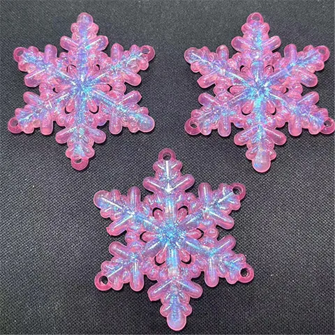 Amuletos de Copo de Nieve Luminosos de Sirena Acrílica DIY Fabricación de Joyas Colgantes Accesorios de Manualidades para Cadena de Teléfono