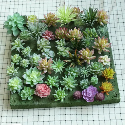 Artificial Succulent Plants Flocking Fake Flower Heads DIY Plant Wall Accessories Artificial Greenery Home Decor