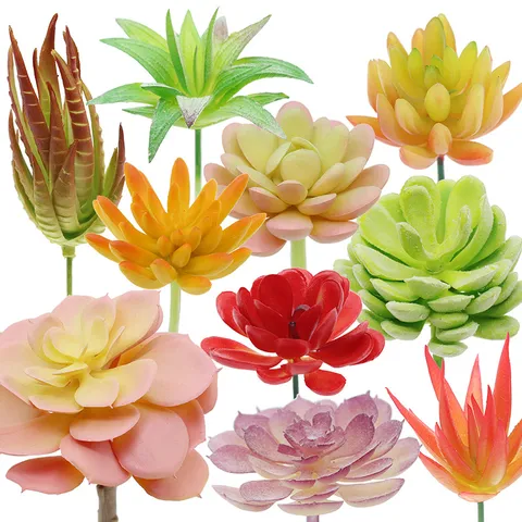 Pianta Succulenta Artificiale Finto Verde Accessori per Composizione Floreale Per Decorazione Parete Balcone Ufficio Casa Plastica